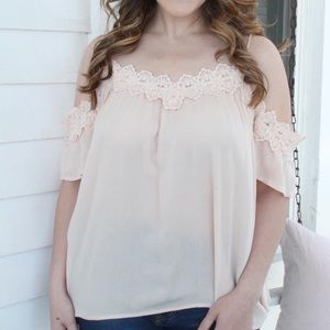 Blush cold shoulder top